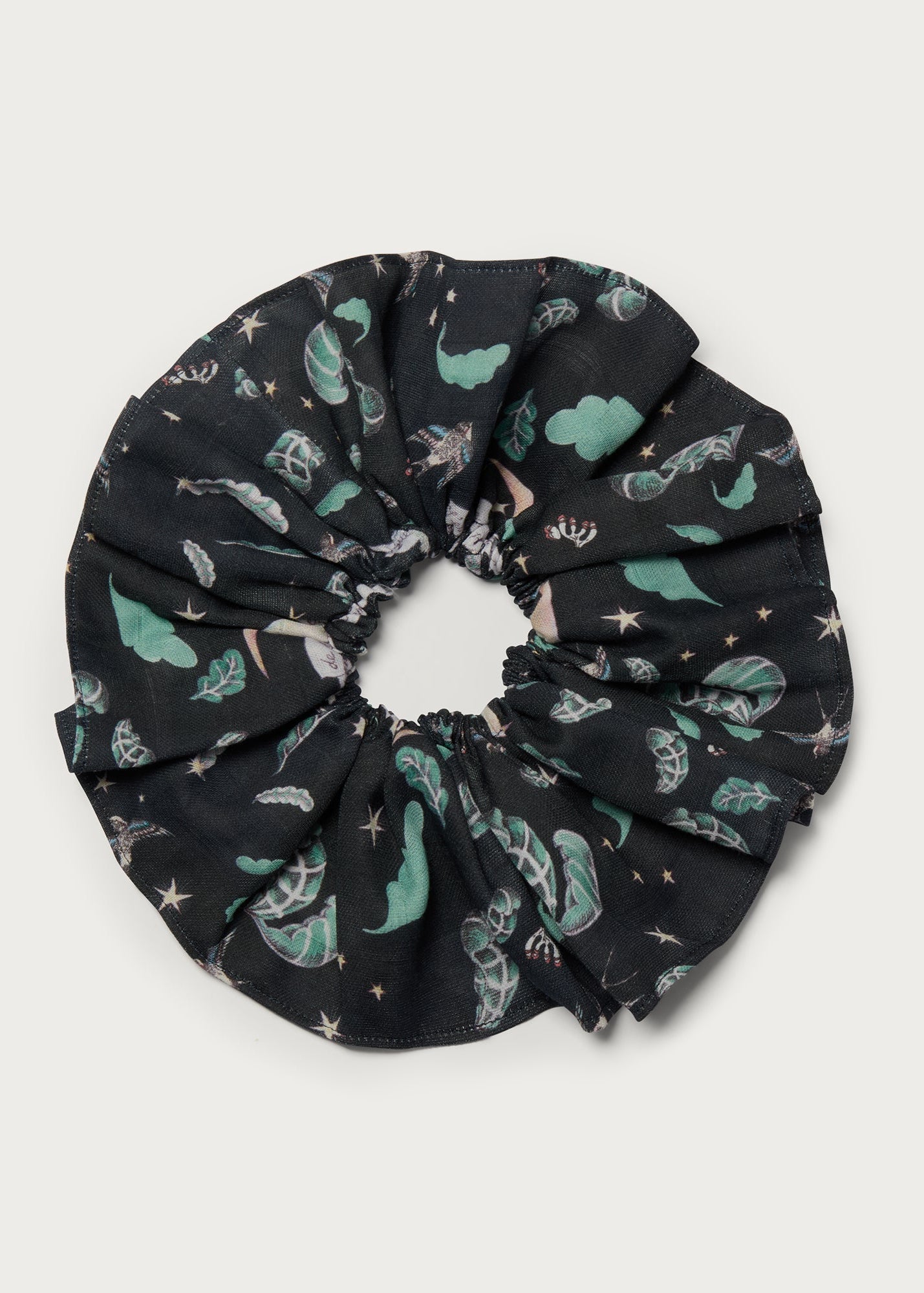 Bird of Paradise (Blue) - Oversized Large Frill Scrunchie - Forivor