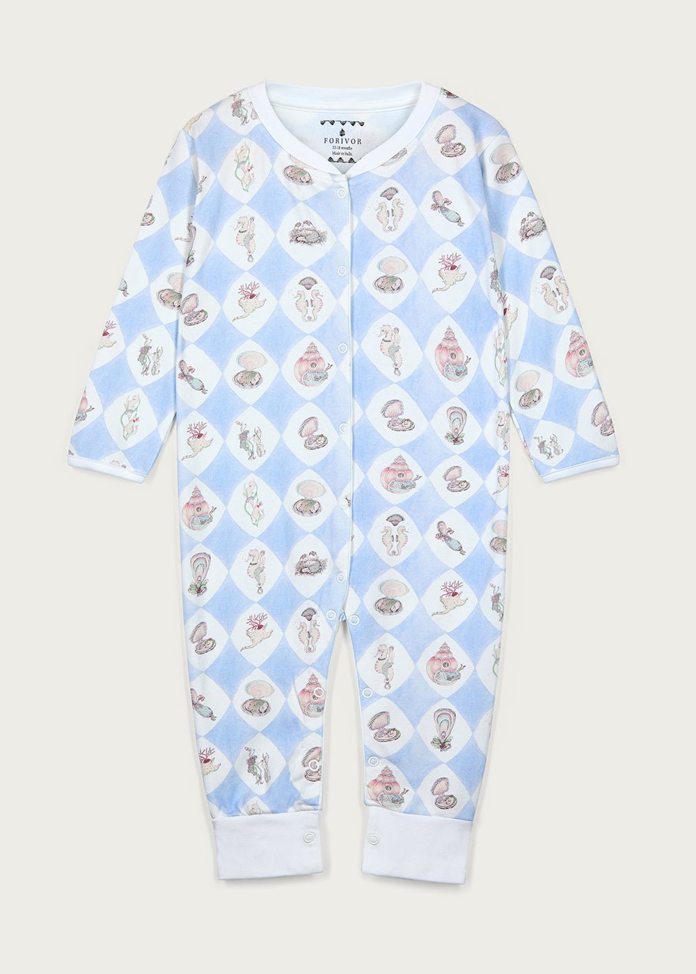 Harlequin de la Mer Organic Cotton Footless Romper - Forivor