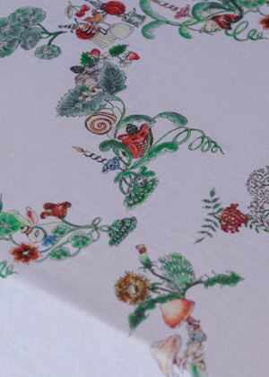 Hedgerow Cross Organic Cotton Tablecloth - White - Forivor