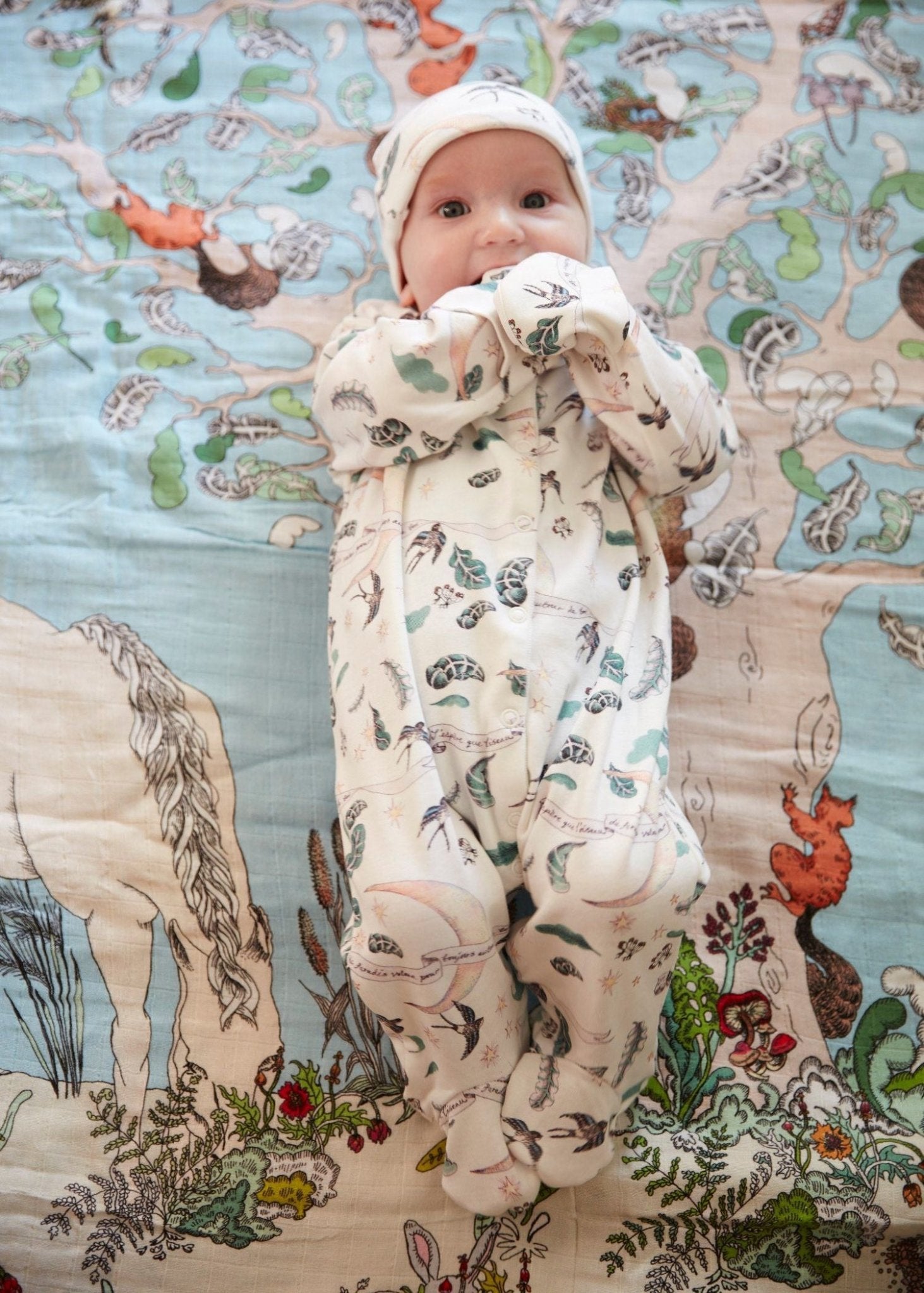 'I hope the bird of paradise flies around you always' Organic Cotton Babygrow - Forivor