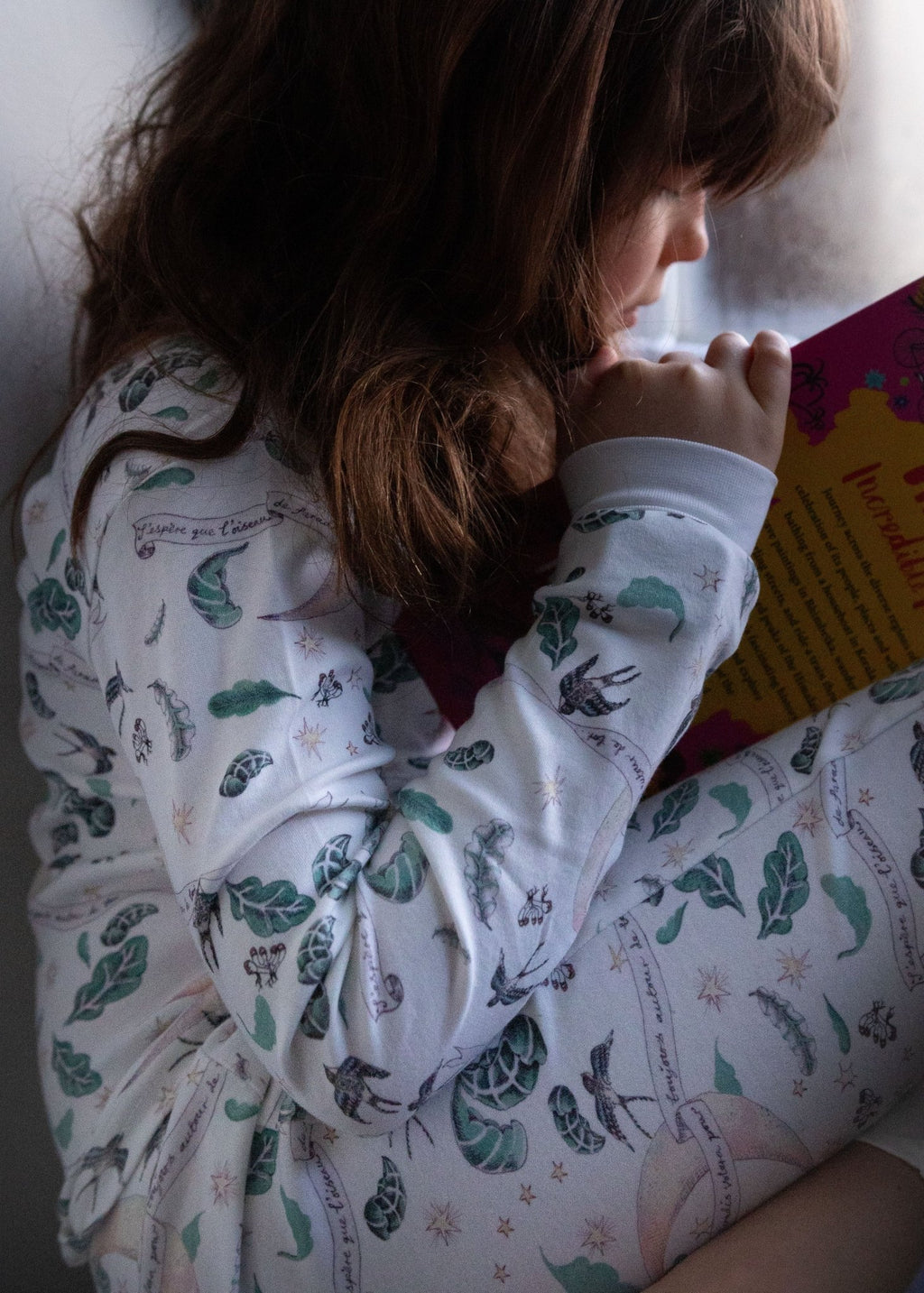 Bird of Paradise (White) Organic Cotton Kids Pyjama Set Forivor