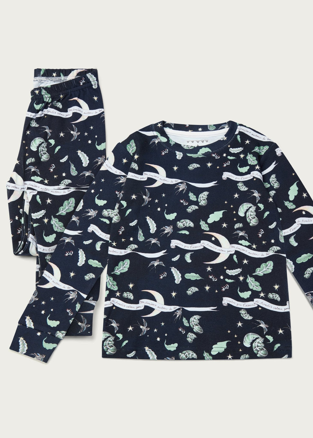 Bird of Paradise (Blue) Organic Cotton Kids Pyjama Set Forivor