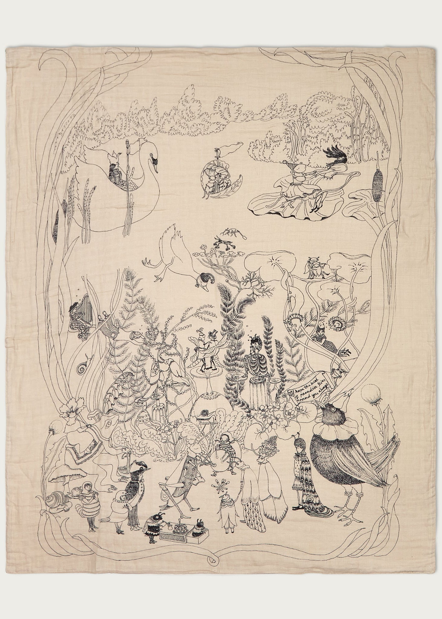 Limited Edition: The Pond Dance in black and white - Baby Muslin Swaddle - Forivor