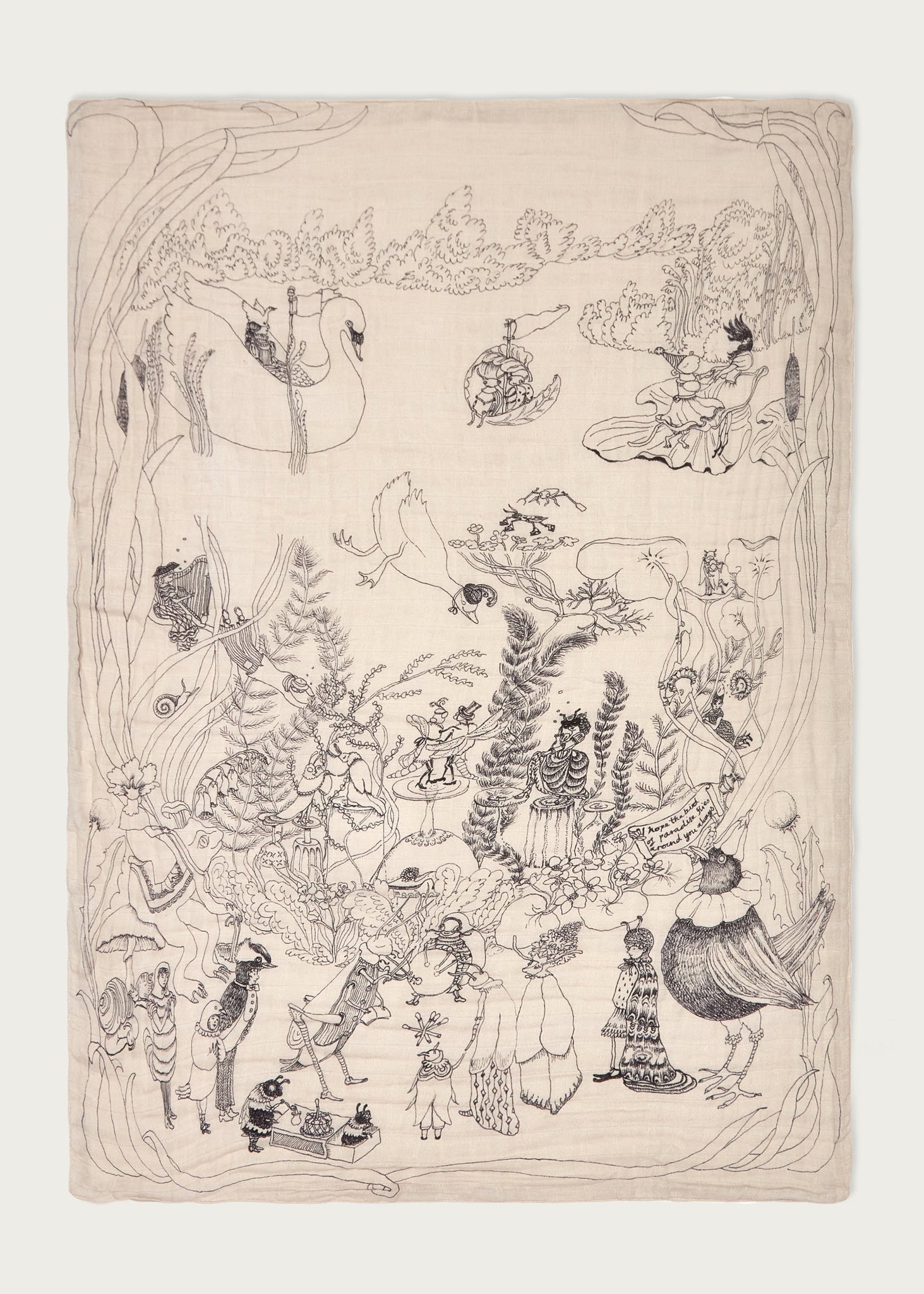 Limited Edition: The Pond Dance in black and white - Baby Muslin Swaddle - Forivor