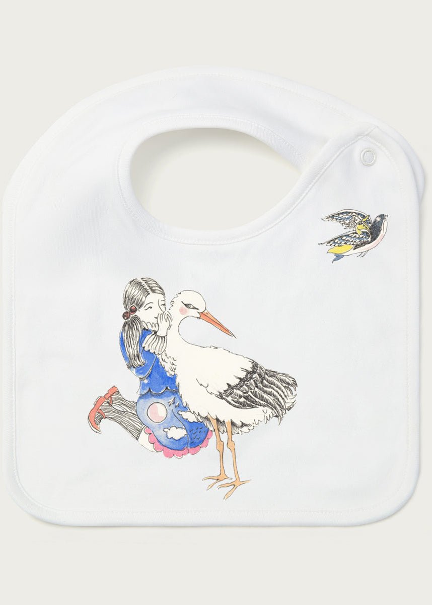 Organic Cotton Bib - Girl & the Stork - Forivor