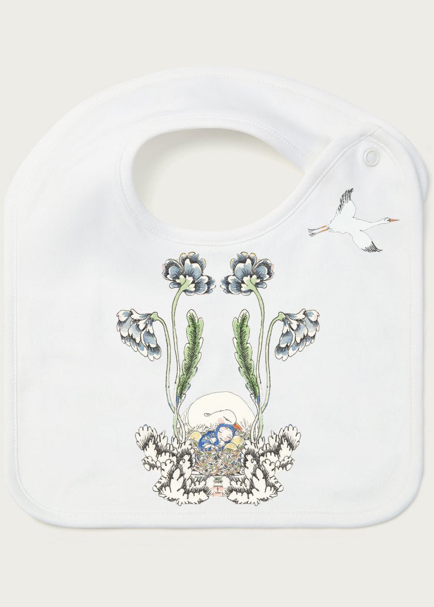 Organic Cotton Bib - Stork Nest - Forivor