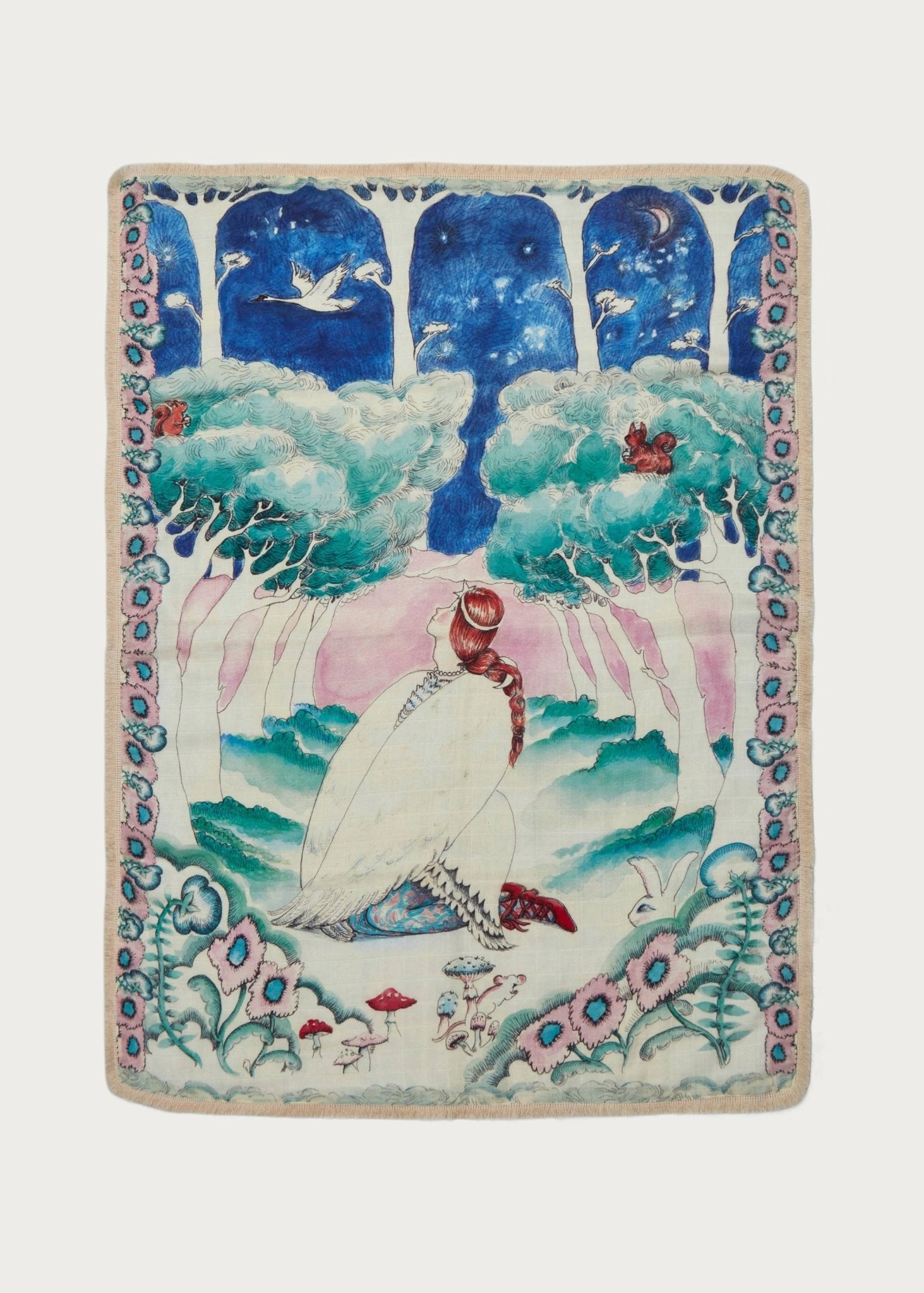 'Wild Swans' Baby Muslin Swaddle - Forivor