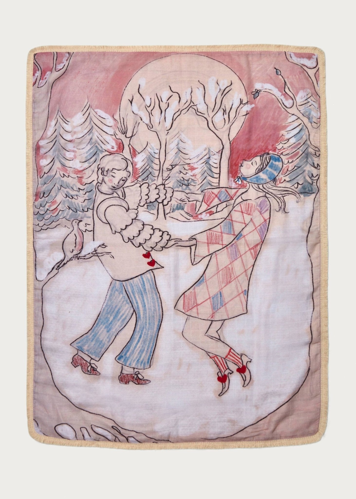 'Winter Birds' Baby Muslin Swaddle - Forivor